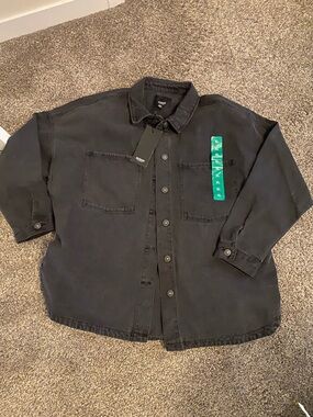 Hudson Jeans Black Button-Front Shirt Jacket